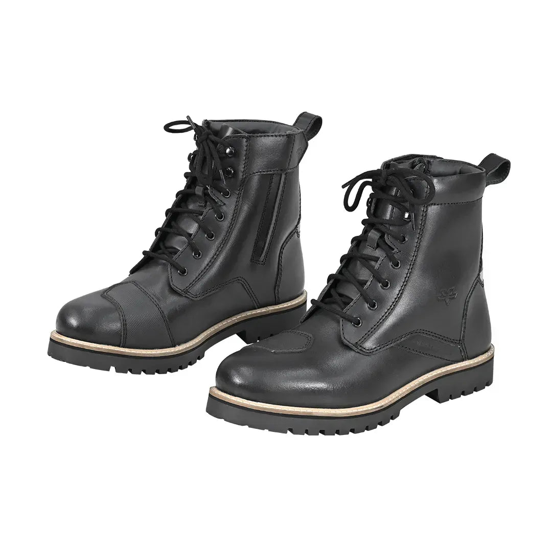 ViaTerra Bronson Retro Motorcycle Riding Boots for Men - Black
